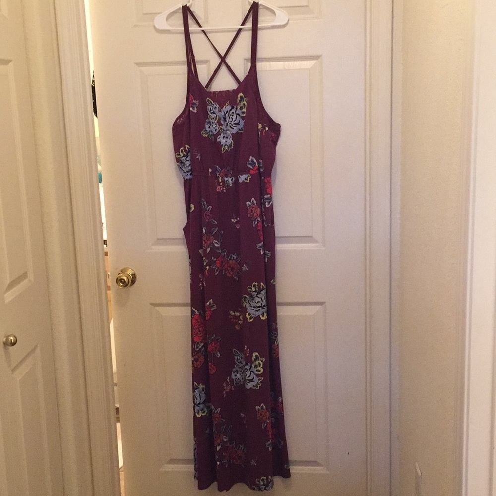 Purplish floral maxi dress